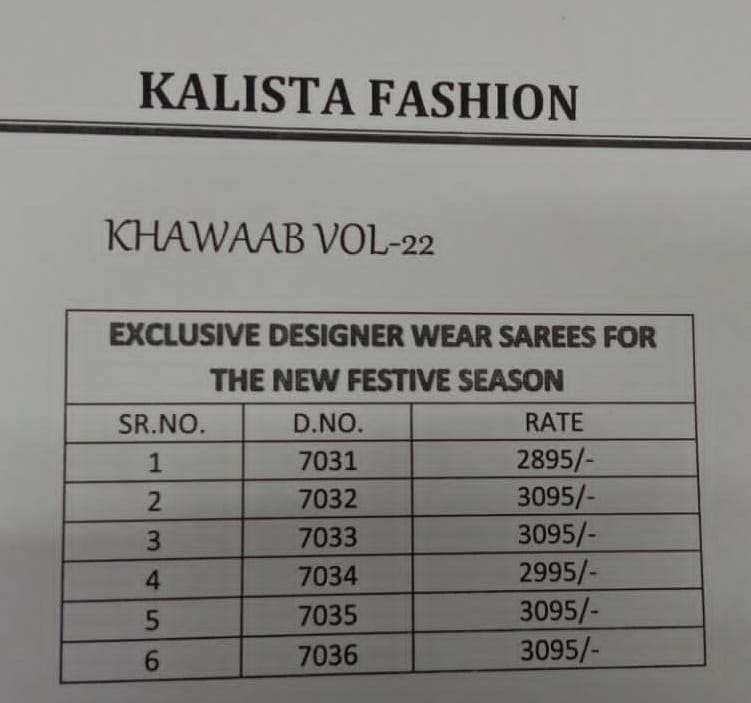Kalista Khwaab vol 22 Georgette with Embroidery work Heavy look saree collection at best rate